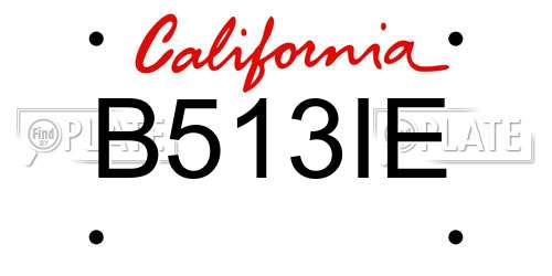 B513IE California License Plate