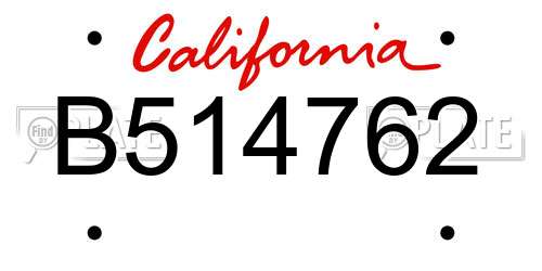 B514762 California License Plate