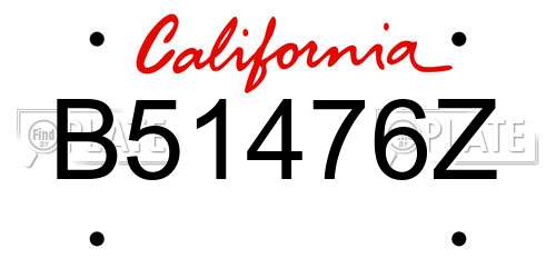 B51476Z California License Plate