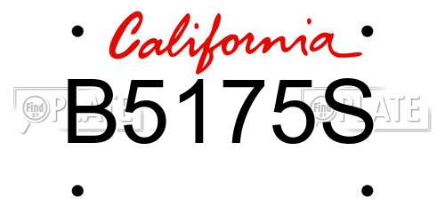 B5175S California License Plate