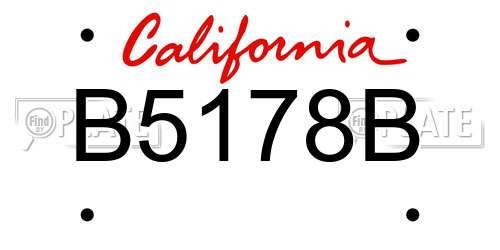 B5178B California License Plate