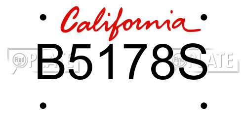 B5178S California License Plate