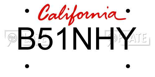 B51NHY California License Plate