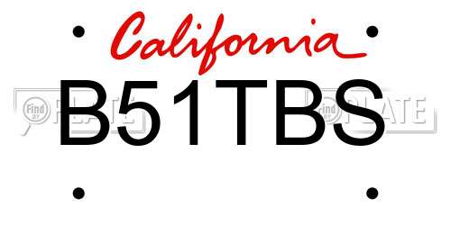 B51TBS California License Plate