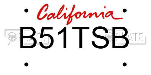 B51TSB California License Plate