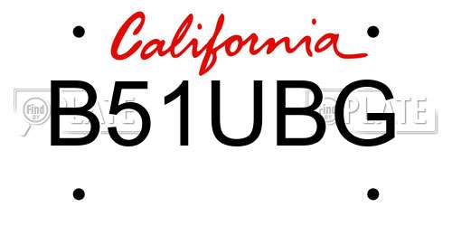 B51UBG California License Plate