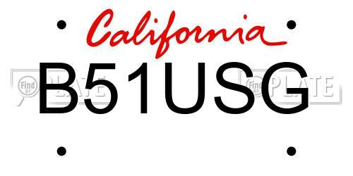B51USG California License Plate