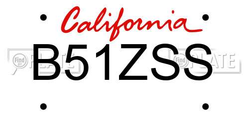 B51ZSS California License Plate