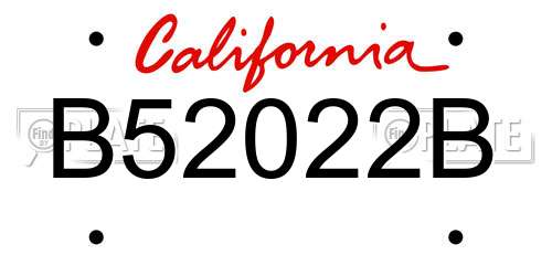 B52022B California License Plate