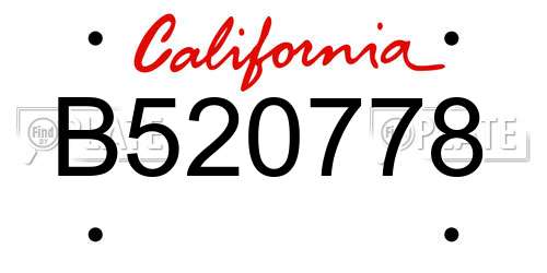 B520778 California License Plate