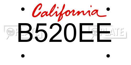 B520EE California License Plate
