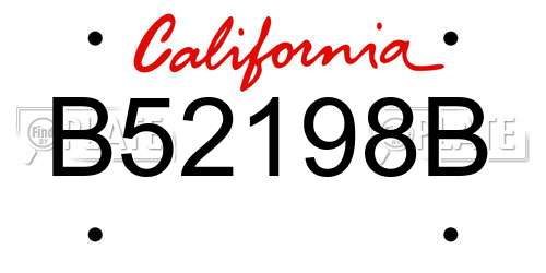 B52198B California License Plate