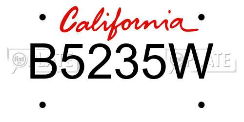 B5235W California License Plate