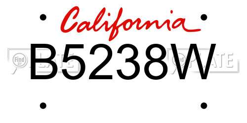 B5238W California License Plate