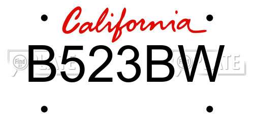 B523BW California License Plate
