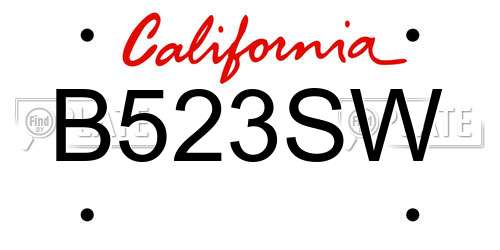 B523SW California License Plate