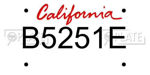 B5251E California License Plate