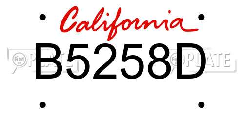 B5258D California License Plate