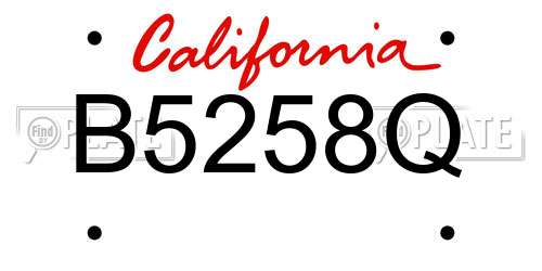 B5258Q California License Plate