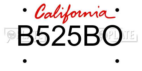 B525BO California License Plate