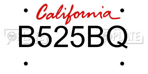 B525BQ California License Plate