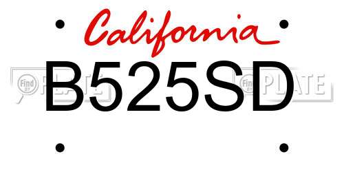 B525SD California License Plate