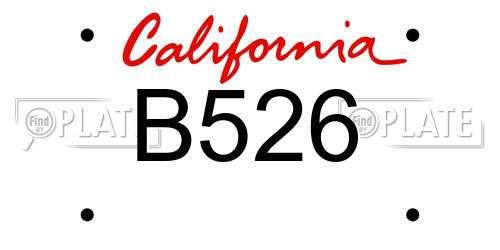 B526 California License Plate