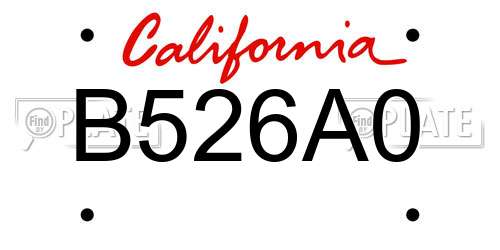 B526A0 California License Plate
