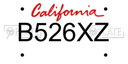 B526XZ California License Plate