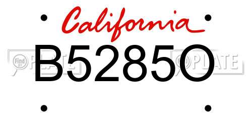 B5285O California License Plate