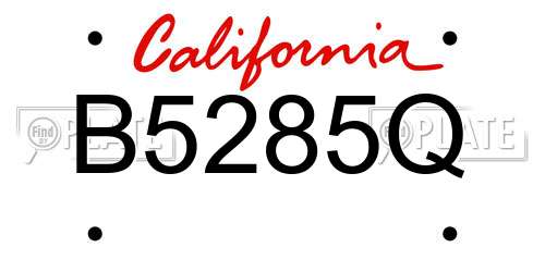 B5285Q California License Plate