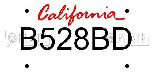 B528BD California License Plate