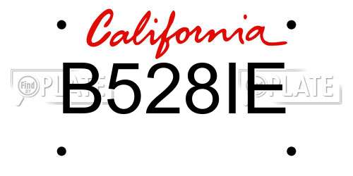 B528IE California License Plate