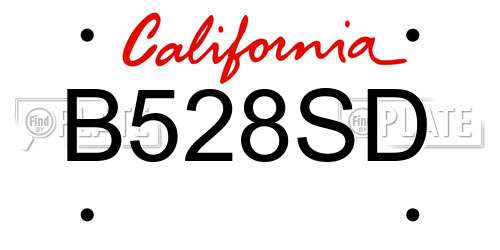 B528SD California License Plate