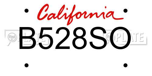 B528SO California License Plate