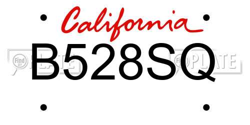B528SQ California License Plate