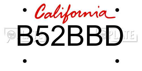 B52BBD California License Plate