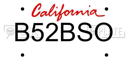 B52BSO California License Plate