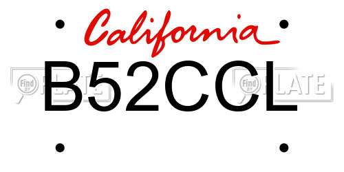 B52CCL California License Plate