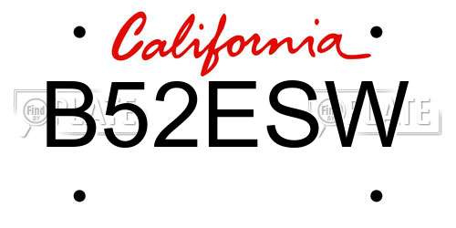 B52ESW California License Plate