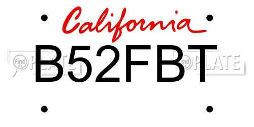 B52FBT California License Plate