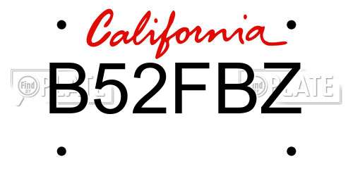 B52FBZ California License Plate