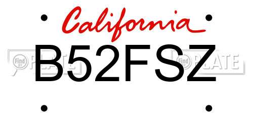 B52FSZ California License Plate
