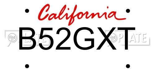 B52GXT California License Plate