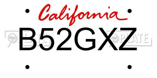 B52GXZ California License Plate