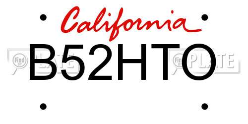 B52HTO California License Plate