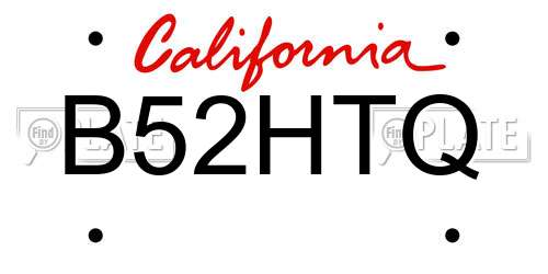 B52HTQ California License Plate