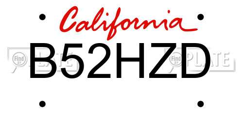 B52HZD California License Plate