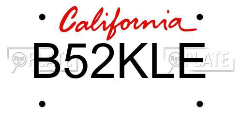 B52KLE California License Plate