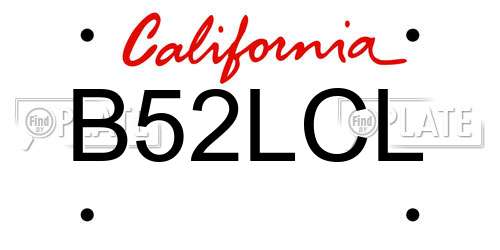 B52LCL California License Plate